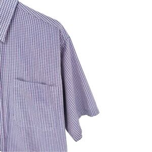 Christian Dior Monsieur Short‎ Sleeve Button Down Shirt Blue Check Large Blue